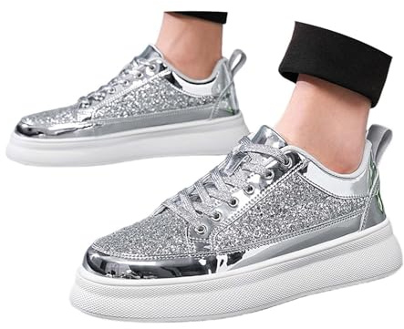 Chaussures de danse pour femme - Chaussures à paillettes argentées dorées antidérapantes - Respirantes et légères - Chaussures de gymnastique confortables - Baskets de danse avec carnaval - Chaussures