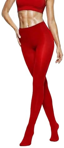 sofsy Collant Femme en Microfibre Opaque – Collant Femme Indéchirable de 40 deniers Rouge Red - Large