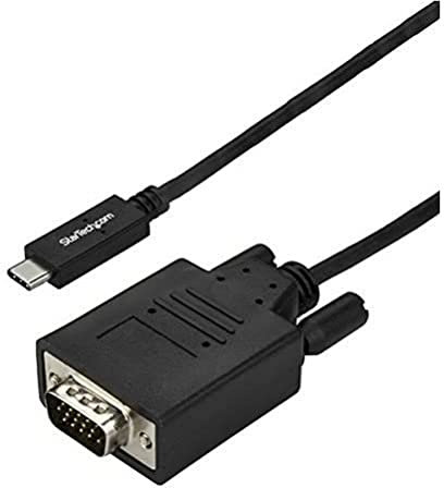 StarTech.com 10ft/3m USB C to VGA Cable - 1920x1200/1080p USB Type C to VGA Video Adapter Cable - Thunderbolt 3 Compatible - Laptop to VGA Monitor/Projector - DP Alt Mode HBR2 - Black (CDP2VGA3MBNL)