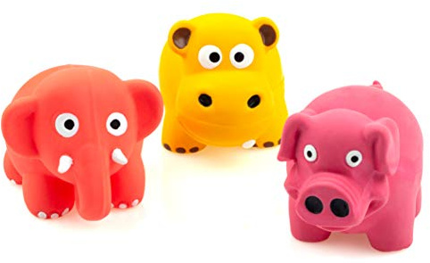 Chiwava 3 Stück 3.1 Zoll Squeak Latex Puppy Toy Schöne Stehende Tiere Setzt Pet Interactive Play für Kleine Hunde Farbe Sortiert