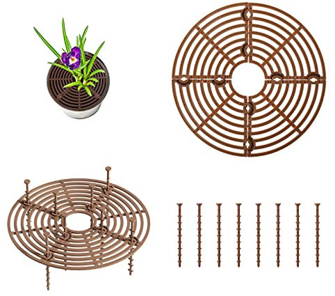 Blumentopf Gitter Blumentopf Abdeckung 2 Stück Schneidbare Pflanzenschutzgitter mit Bodennägeln,Pflanzengitter Topfabdeckung Blumentopf Bodenschutz Schützt von Haustiere und Kindern,19cm Durchmesser