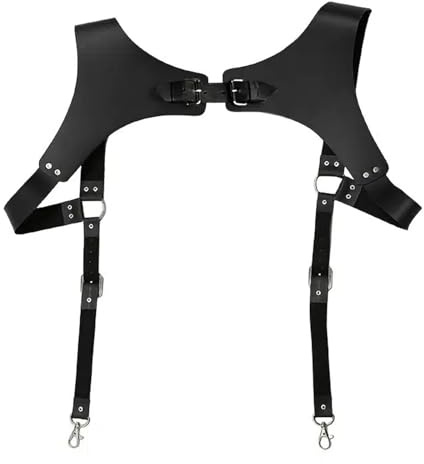 PENGXX Bretelles en Cuir Steampunk Renaissance pour Hommes H Designs Vintage Support Dorsal Boucles en Métal Réglables, Noir , taille unique