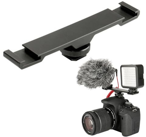 Hezhou Cámara Soporte de Zapata Doble para Frío Doble soporte de montaje para garra fría Soporte Extensión Zapata Barra De Extensión De Zapata Dual para Micrófono Luz Relleno Led Flash (M)