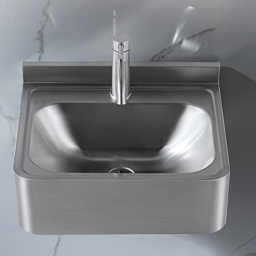 ZHANGYON Stainless Steel Washbasin, Wall-Mounted Corner Washbasin, Mini Triangle Sink with Drain for Bathrooms, Bars, Cafes, Save Space