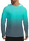 APTRO Men's UPF 50+ Hoodies Rash Guard Long Sleeve Fishing Top UV Sun Protection Rash Vest Quick Dry Lightweight Shirt Gradient Green MFS22 XXL