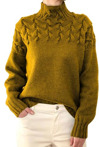 Yekdmxop Maglione da Donna Invernale Maglione Collo Alto/Girocollo Oversize Maglie Basic Curvy Maglioni Maglioncino Classica Sweater Casual con vestibilità Pullover Maglietta Eleganti in Offerta