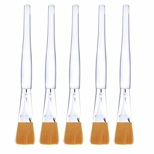 Facial Mask Brush Makeup Brushes Cosmetic Tools with Clear Plastic Handle, 5 Pack (golden)