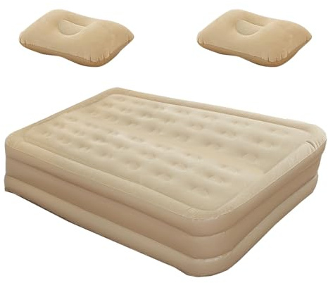 Camas inflables para adultos – Colchón inflable automático | Colchón de aire inflable | Colchón de camping con bomba integrada doble, almohadilla inflable plegable para dormir para acampar en casa