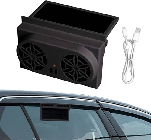 Ventilatore per finestrino auto ad energia solare, ventilatore elettrico portatile ricaricabile con funzione di raffreddamento per camion, camper, viaggi e guida