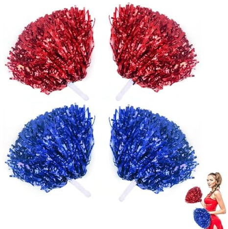 ZSTNPP Pom Poms Cheerleading, Red and Blue Cheerleader Pom Poms, 20 Grams Handheld Fluffy Cheerleading Pompoms for Sports Events, Dance Performances and Themed Parties