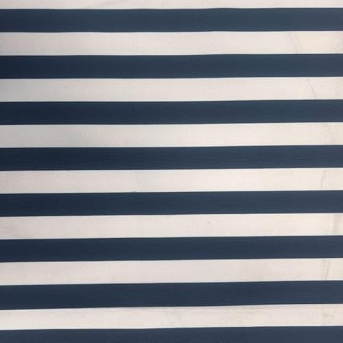 EU Fabrics Striped Awning Fabric | 600 Denier Polyester Material for Outdoor Usage | Heavy Duty Waterproof Fabric for Garden Furniture and Covers (Navy, 1 Metre x 147cm)