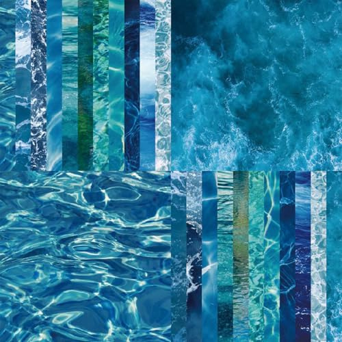 PLUSHCEWT Vintage Pattern Scrapbook Paper Pack, 24 Sheets 6x6 Inches, Premium Cardstock for Origami, Scrapbooking, Decoupage, Card Making, Craft Paper Sheets for Journaling & DIY Projects (Blue)