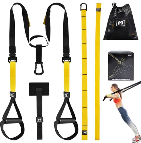 Slingtränarset för helkroppsträning, slingtränare med dörrankare justerbara träningsremmar handtag bärväska, upphängningstränare för hemmet hemmet gym inomhus utomhus fitness