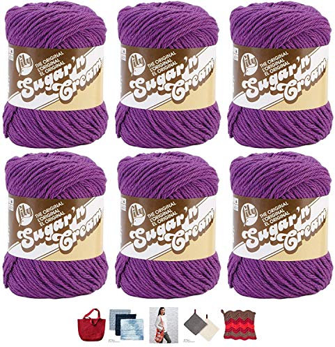LILY SUGAR 'N CREAM - PACK OF 6 BALLS - 71G EACH BALL - BLACK CURRENT