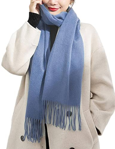 Sciarpa 100% lana merino per le donne inverno caldo morbido scialle avvolgere, Fiore blu., taglia unica