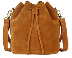 HOLZRICHTER Berlin - Beuteltasche aus Leder für Damen (No 1-1), 26x21x14 cm Schultertasche, Echtleder Bucket Bag, Handtasche in Karamell