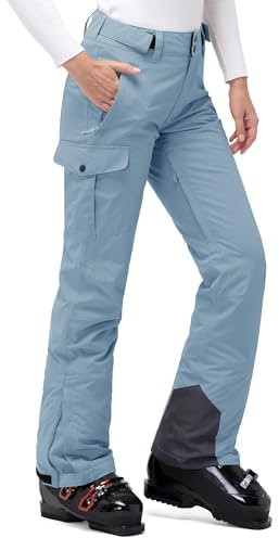 33,000ft Damen Skihose Outdoorhose Wasserdicht Winddichte Softshellhose Warme Gefütterte Thermohose Wanderhose Winter Ski Pants Women Hellblau M