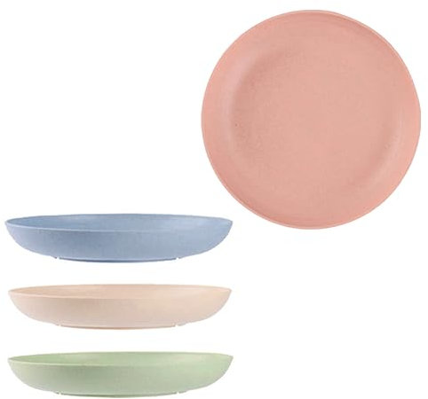 Qianxihu 4Pcs Unbreakable Plastic Plates Reusable Microwave Safe Dessert Plates Durable Dinner Lightweight Plastic for Home, Camping, Picnic, BBQ, Party