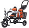 Kinderwagen für Kleinkinder mit Doppelsitzen,Outdoor-Cruiser-Tandem-Trikes mit Scheinwerfer 2–5 Jahre,Kinderdreirad mit Elterngriff,Vordersitz mit Schutzgeländer,Rücksitz mit Armlehne,Doppelbremsen