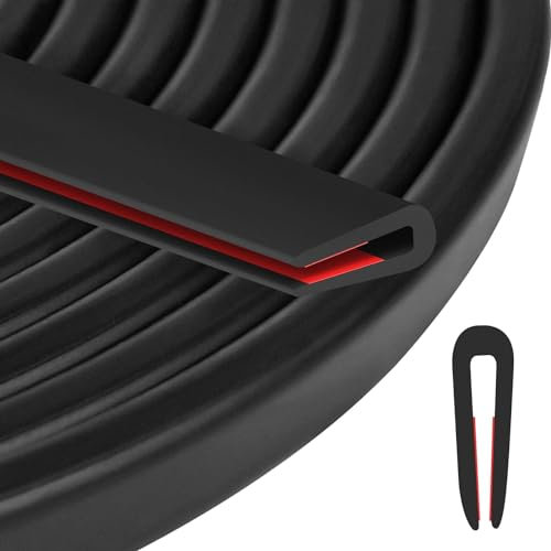 Joint Protection Bord de Tole1. 6mm x 6 Mètres Protection de Portiere Voiture Joint u Joint Voiture pour Portes de Voiture Plaques Métalliques Fenêtres (6M, 1.6mm)