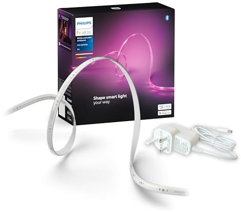 Philips Hue Indoor 3-Meter Smart LED Solo lightstrip (Non Extendable) - 1 Pack - Control with Hue App - Works with Alexa, Google Assistant and Apple HomeKit, Plug Type G, White [Energy Class G]