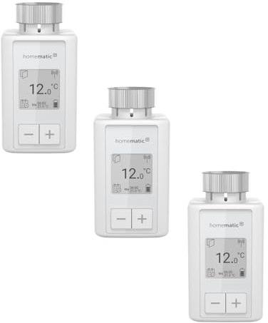Homematic IP 3er Set Smart Home Heizkörperthermostat – Flex, digitaler Thermostat Heizung, Steuerung per App, Alexa, Google Assistant, einfache Installation, Energie sparen, 160230A0