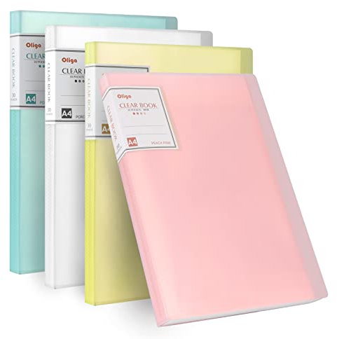 Sichtbuch A4 Präsentationsmappe mit Klarsichthüllen 30 Taschen, Aktendeckel Carpeta de Archivos Aufbewahrung für Präsentationen, Notenblätter für Schule Büro (4 Stück)