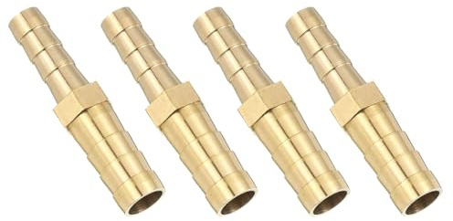 QUARKZMAN 8 mm x 6 mm slanganslutning mässing dubbel nippel koppling, 4 stycken slangkontakter bensinslang slanganordningar trädgårdsslang för anslutning av vattenslangar