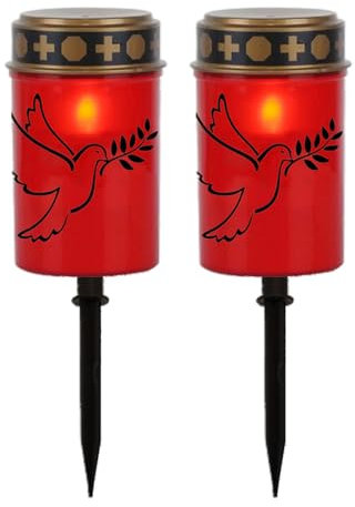syayw Luci tombali, lampada del cimitero | 2 set di lampade da tè decorative - Illuminazione a palo LED impermeabile per il cimitero del giardino