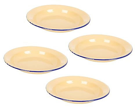 Alipis Plato Esmaltado Vintage Para Camping y Repostería, Set 4 Piezas De 14 Cm, Plato Llano Para Fruta, Resistente y Práctico, Adecuado Para Restaurante y Picnic