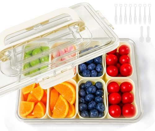 xuefenfei Contenitore per Snack con 8 Scomparti, Snack Box Compartiment in PP, Contenitori per Snacks Divisi Lavabile in Lavastoviglie, Bandeja De Aperitivos per Picnic e Feste