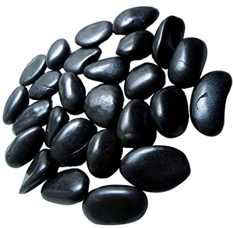 Rocas de Jardín Negras Naturales, Guijarros Redondos para Paisajismo