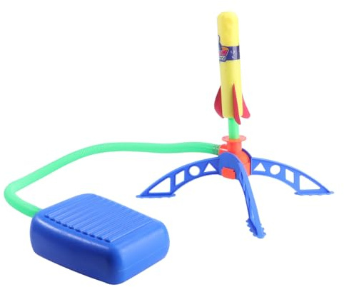 HEMOTON Giocattolo con Lanciatore Pedale per Gioco Esterno Sicuro e Facile da Usare Missili Morbidi e Flessibili con Base Stabile Senza Batterie Né Carica Divertente per Colore Casuale