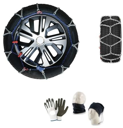 Schneeketten 265/50R20 16 mm (CN122), 1 Paar Schneeketten für Autoreifen, Rautenglieder = 2 Stück, zugelassen auf der Straße für Schnee und Eis