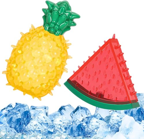 Giocattoli da Masticare per Dentizione per Cuccioli Gioco Rinfrescante per Cani Giocattolo Congelabile L'Estate A Forma di Anguria e Ananas giocattoli Interattivi Per cani di Taglia Piccola e Media