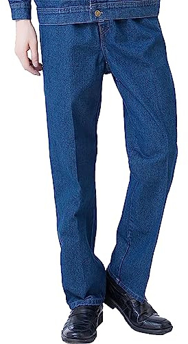 Générique Klassiska blå blå lediga arbetsjeans med dubbla fickor för män