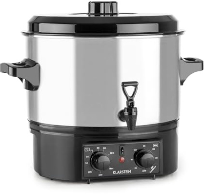 Klarstein Biggie Small - stérilisateur, cuve à stériliser, faitout, marmite à vin chaud, électrique, volumle 16 l, 2000 w, température réglable, interrupteur à minuterie 120 mn, argent