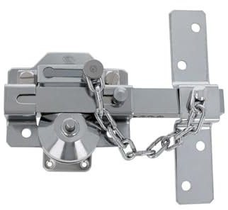 Amig - Cerrojo de Sobreponer con Cilindro Redondo, Pestillo y Cadena Mod. 1C - 88 x 153 mm - Cerradura de Seguridad con Llave y Retenedor - Incluye 5 Llaves de Punto - Acero Plateado