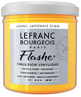 Lefranc Bourgeois Flashe 300542 - Pittura acrilica e vinile, resistente alla luce e all'invecchiamento, opaca, per interni ed esterni, vasetto da 125 ml, giallo giapponese chiaro