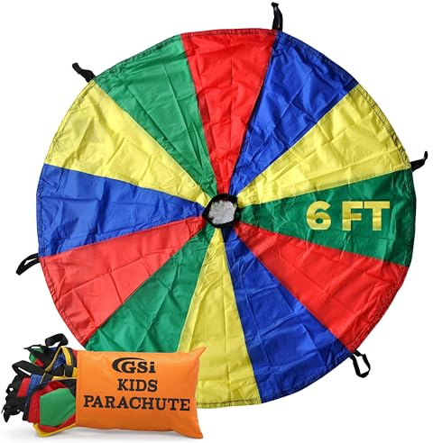 GSi Kids Rainbow Parachute 6 ft to 35 ft for School & Gym Class