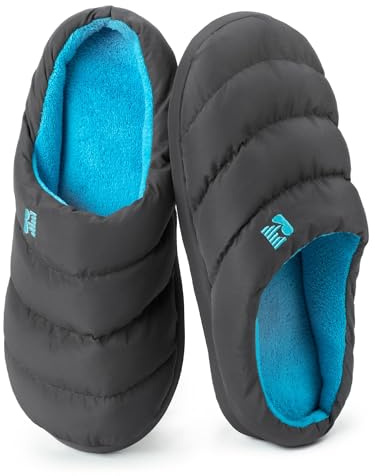 RockDove chausson pour homme avec mousse à mémoire de forme, modèle Campground, 42/43 EU, Gris foncé et bleu