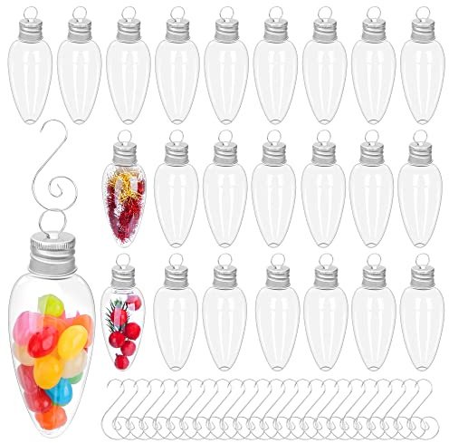 24 Pcs Christmas Booze Balls, Fillable Booze Tree Ornaments with S Hook