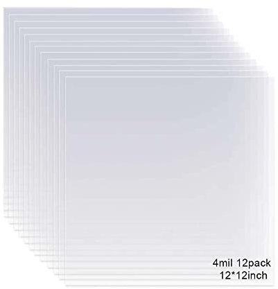 12 Pack 4 Mil Clear Mylar Stencil Sheets, 12 x 12 Blank Stencils, Reusable Template Material, Make Your Own Stencil Compatible Vinyl Cutting Maching