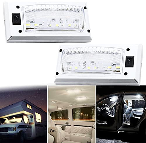 Auto Innen Beleuchtung LED, KFZ Innenraumbeleuchtung 12 LEDs 12V-24V Weiß Lampe mit EIN/AUS Schalter für Auto Wohnmobile LKW Van Universal Beleuchtung