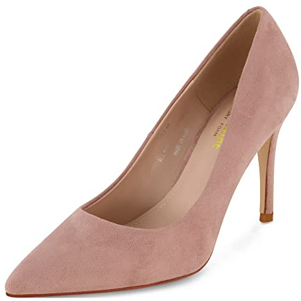 CUSHIONAIRE Lola Dress Pump Heels for Women, Classic Pointed Toe High Heels with Soft Memory Foam and Durable Outsole, Blush 9