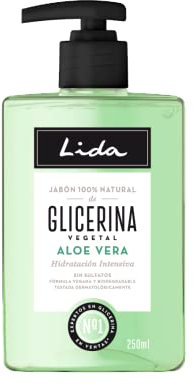 Lida - Sapone liquido per le mani al 100% naturale alla glicerina e all'aloe vera | Gel per le mani | Pulisce e idrata in profondità tutti i tipi di pelli | Lavorazione tradizionale - 250 ml