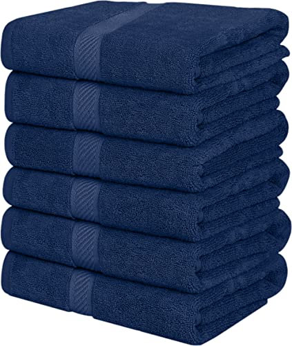 Utopia Towels - 6er-Pack mittelgroße Badetücher aus 100% Baumwolle mit Aufhängeschlaufen, 60x120 cm Duschtuch, weiche und saugfähige Handtücher (Marineblau)