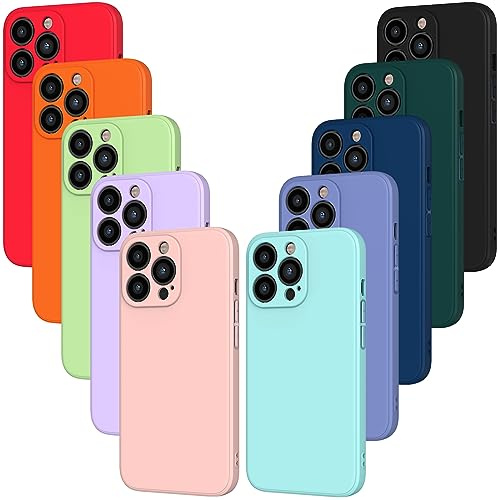 iVoler 10 Stück Silikon Hülle Kompatibel für iPhone 15 Pro Max 6.7 Zoll mit Kameraschutz, Ultra Dünne Leichte Weiche Stoßfest Schutzhülle Flexible TPU Matte Handyhülle Kratzfest Case Cover - 10 Farben