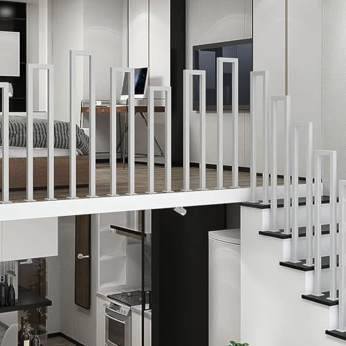 Garde Corps Escalier, Rampe Escalier Intérieur en Forme de U, Rampe Extérieur, Garde Corps Noir, Main Courante U pour Villas, Balcons, Couloirs (Blanc, 35cm)