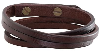 Hebterrka Braunes Lederarmband Metall Druckknopfverschluss Schmuck für Männer vatertagsgeschenk